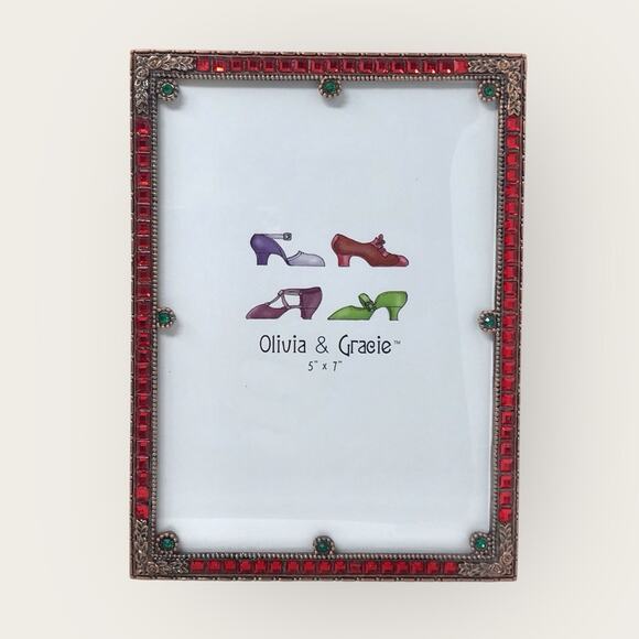 Olivia & Gracie NEW Decorative Frame Red & Green Faux Gemstones Holiday - Picture 4 of 4